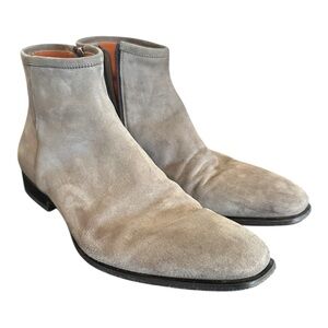 Men's Suede Santoni Ankle Boots - Taupe 8 UK 9US
